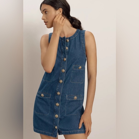 NWOT Reformation Tropez Denim Mini Dress - Picture 1 of 16